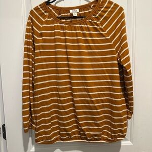 a.n.a Yellow and Brown Ribbed Blouse